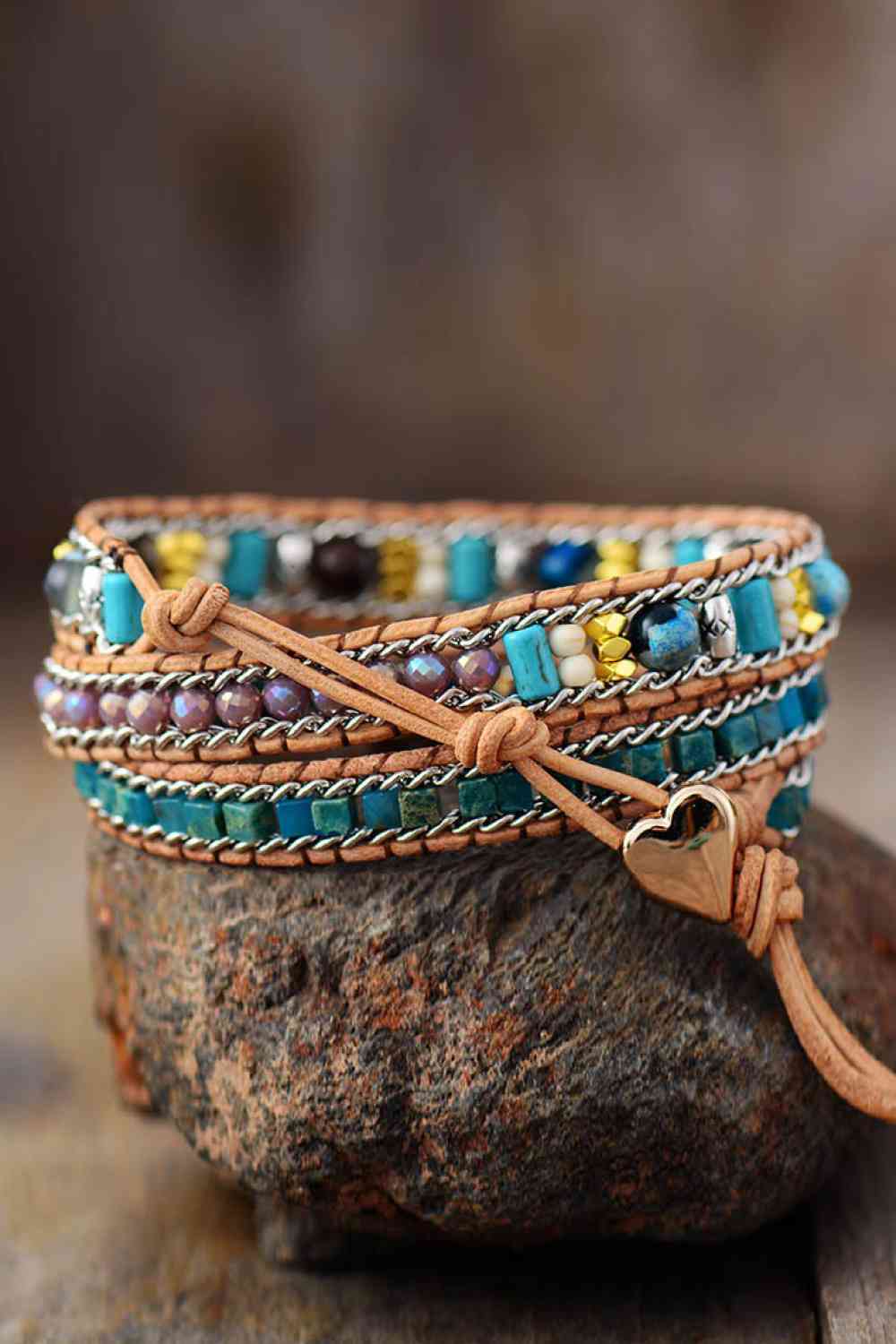 Heart-Shape Stone Beaded Layered Bracelet