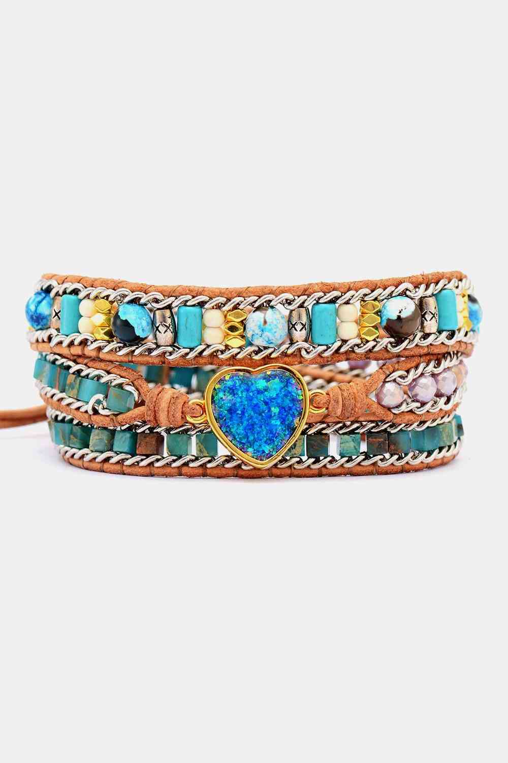 Heart-Shape Stone Beaded Layered Bracelet