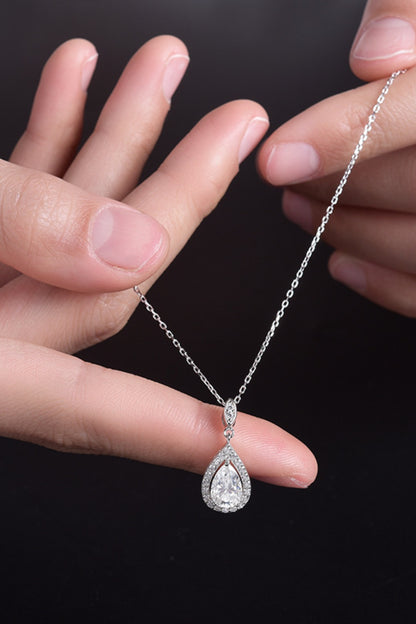 1.5 Carat Moissanite Sterling Silver Teardrop Necklace