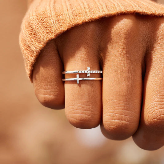 Sterling Silver Double Cross Ring