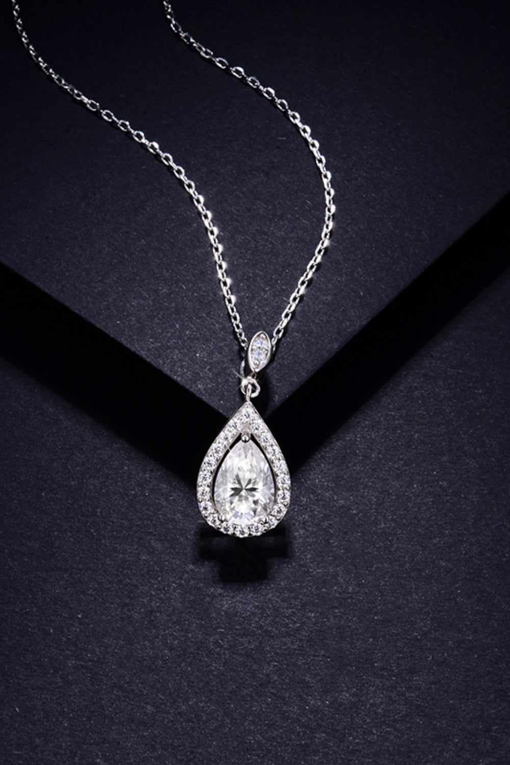 1.5 Carat Moissanite Sterling Silver Teardrop Necklace