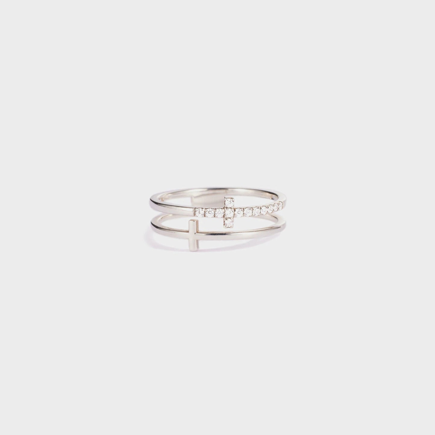 Sterling Silver Double Cross Ring