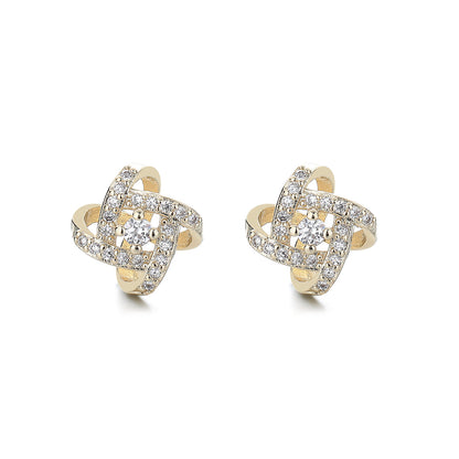 Sterling Silver Love Knot Stud Earrings with Swarovski Crystals