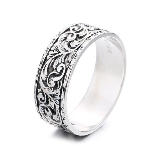 Sterling Silver Artisan Wild Floral Band Ring