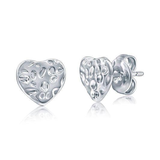 "Hammered In Love" Heart Stud Earrings