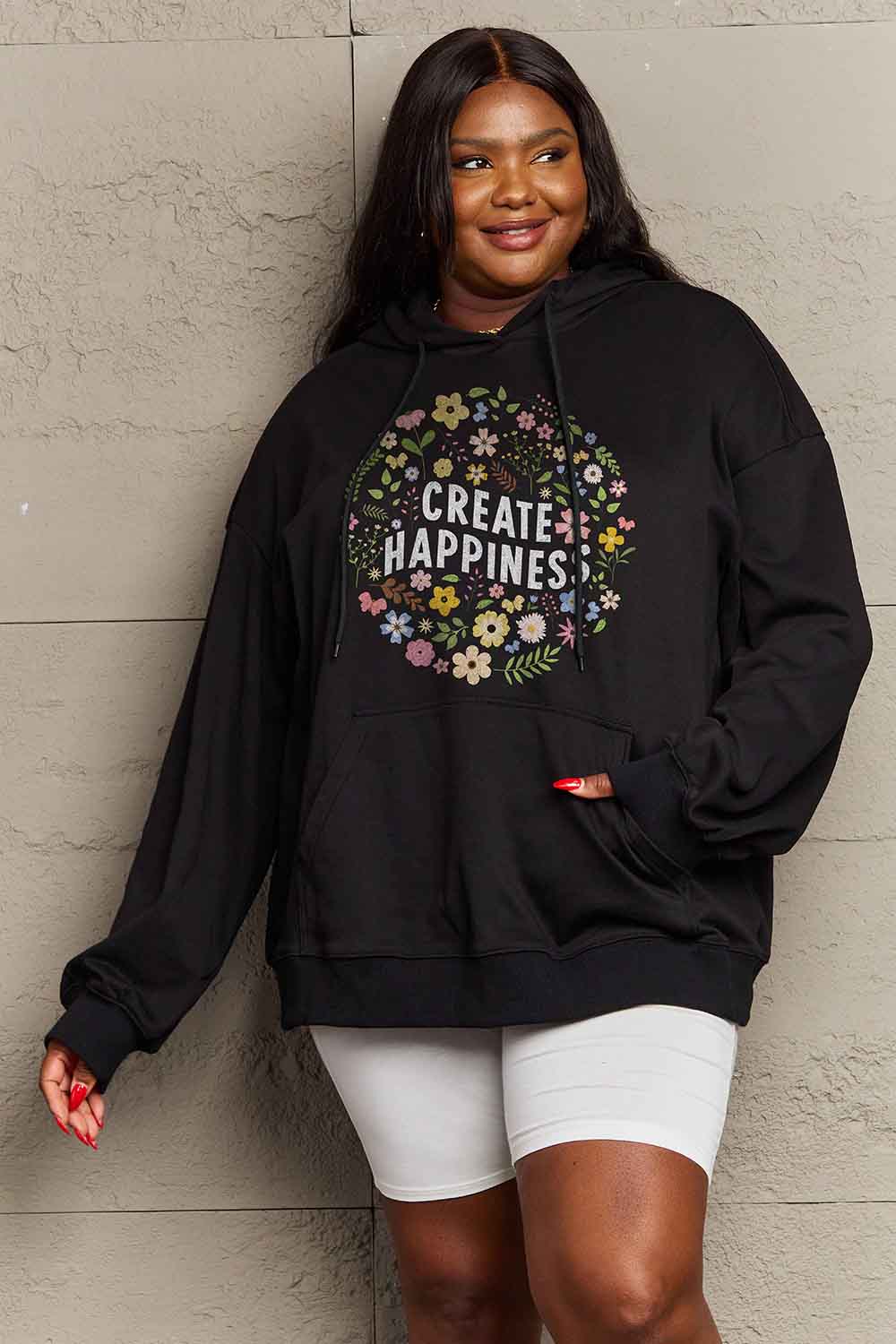 Simply Love Simply Love Full Size CREATE HAPPINESS Graphic Hoodie