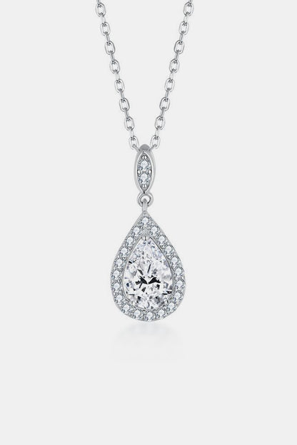 1.5 Carat Moissanite Sterling Silver Teardrop Necklace