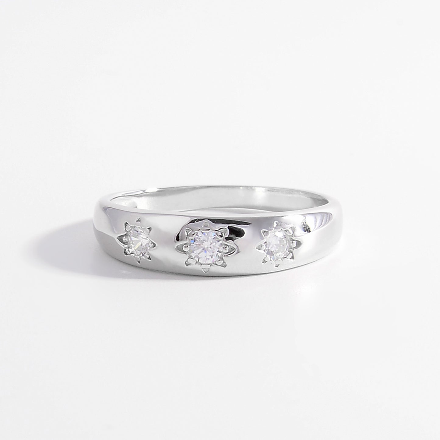 Sterling Silver Inlaid Zircon Ring