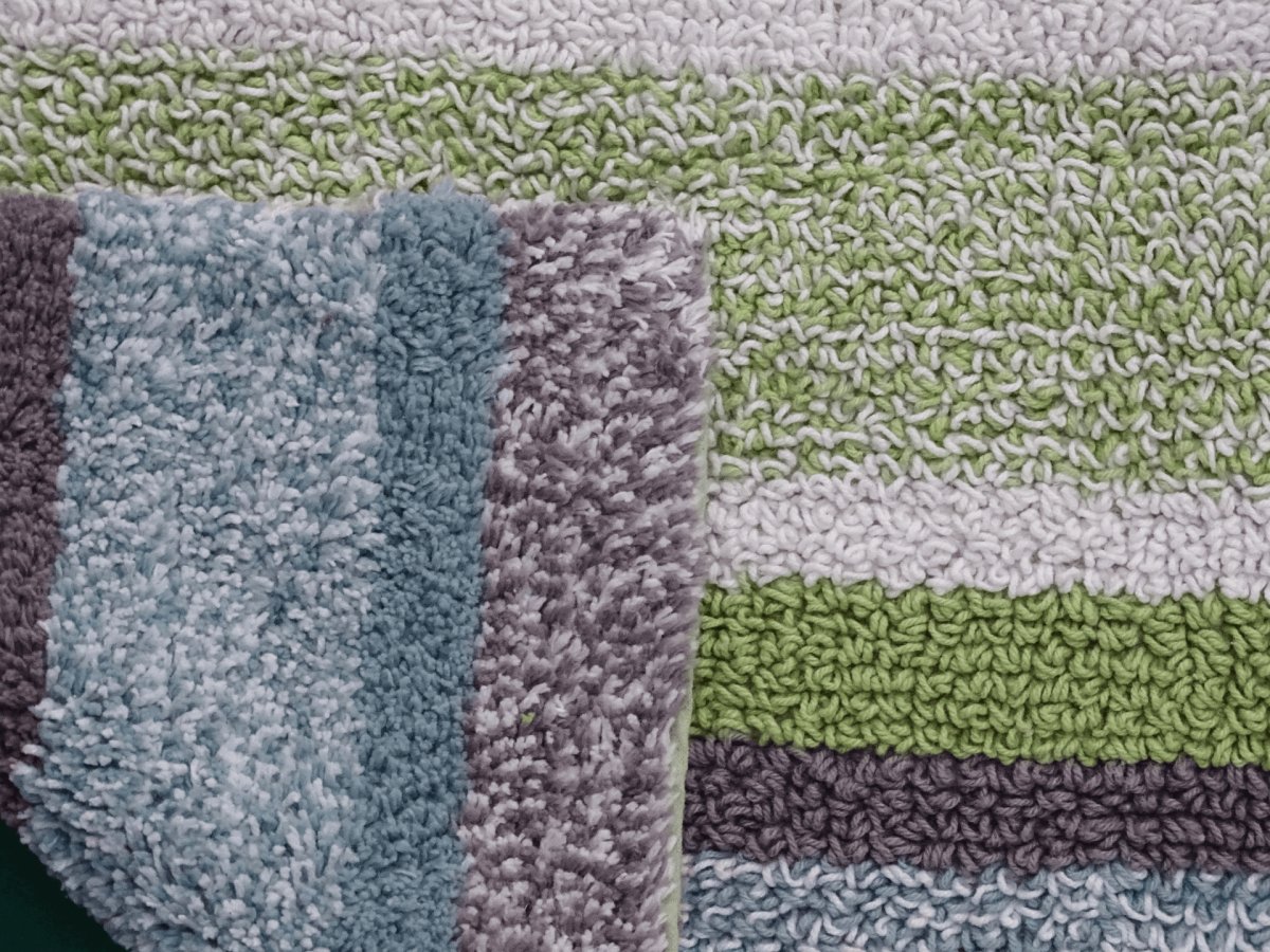 Hand Loomed Multi Color Striped Bath Rug