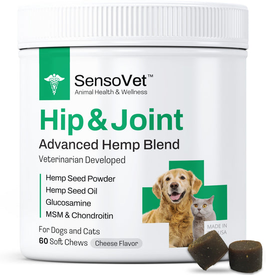 Hip & Joint Advanced Hemp Chews for Dogs & Cats - 60 Soft Chews