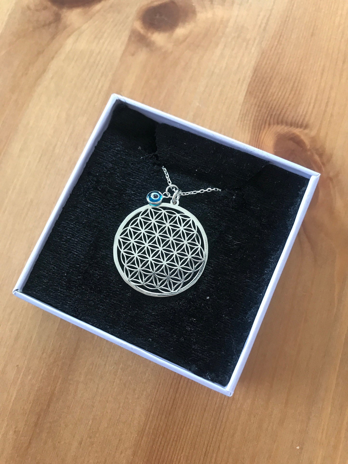 Unisex 925 Sterling Silver Flower of Life Necklace