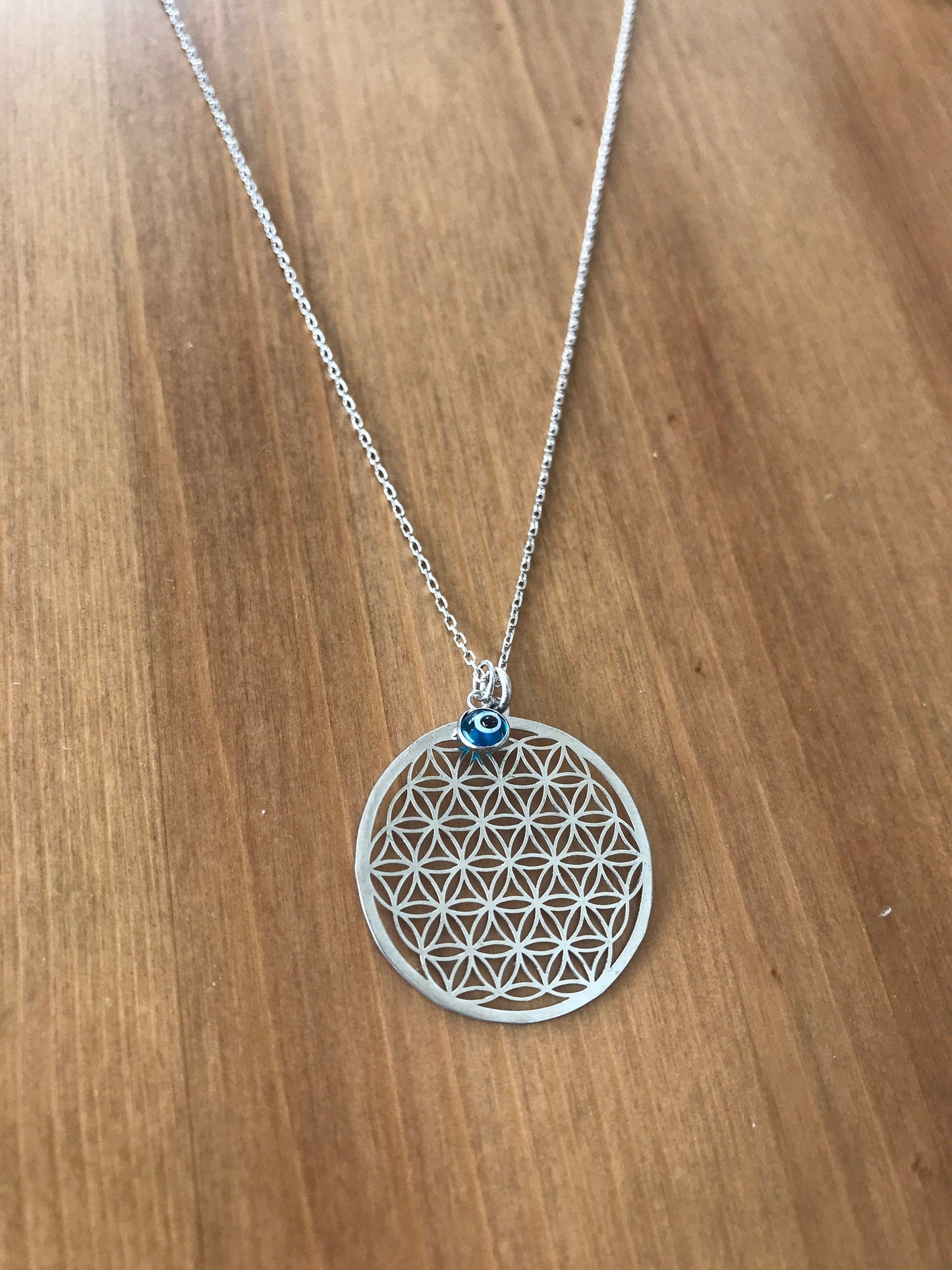 Unisex 925 Sterling Silver Flower of Life Necklace