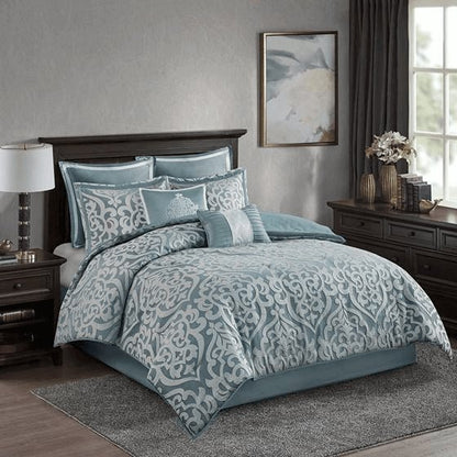 Luxurious 8 Piece Jacquard Comforter Set - Odette