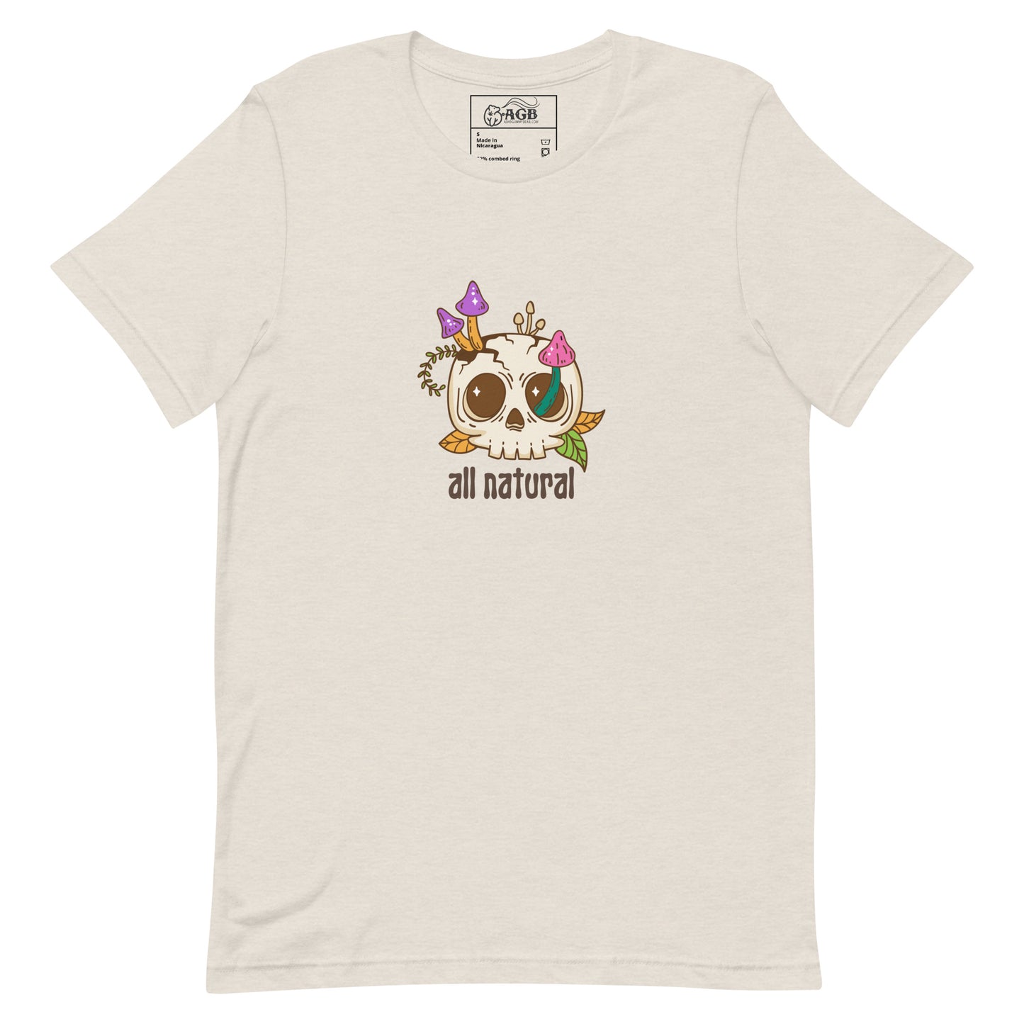 All Natural Mushroom-Skull Graphic T-shirt