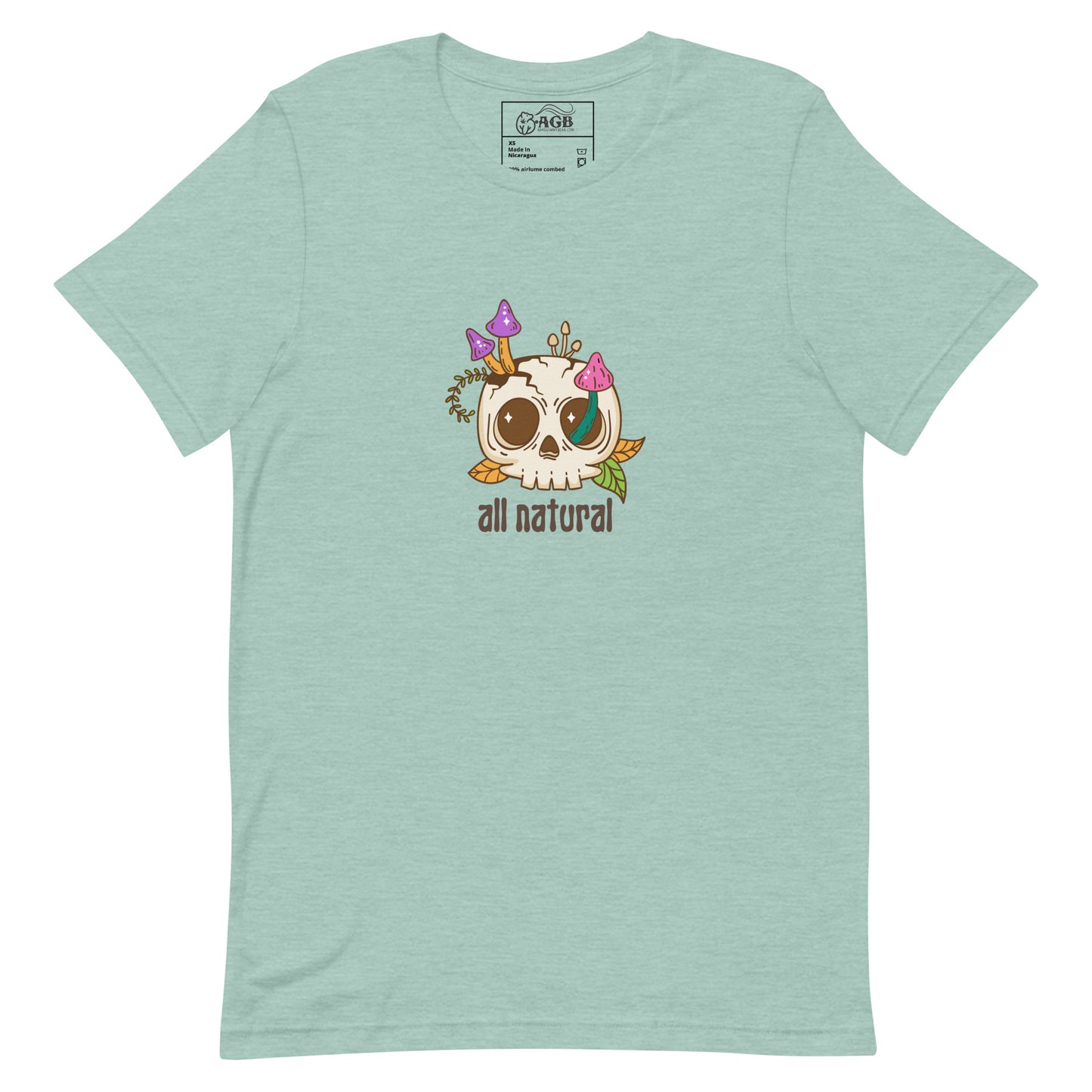 All Natural Mushroom-Skull Graphic T-shirt