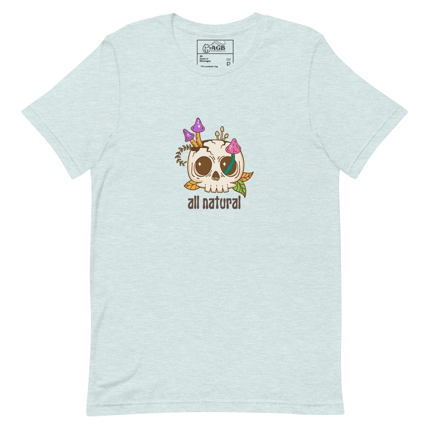 All Natural Mushroom-Skull Graphic T-shirt