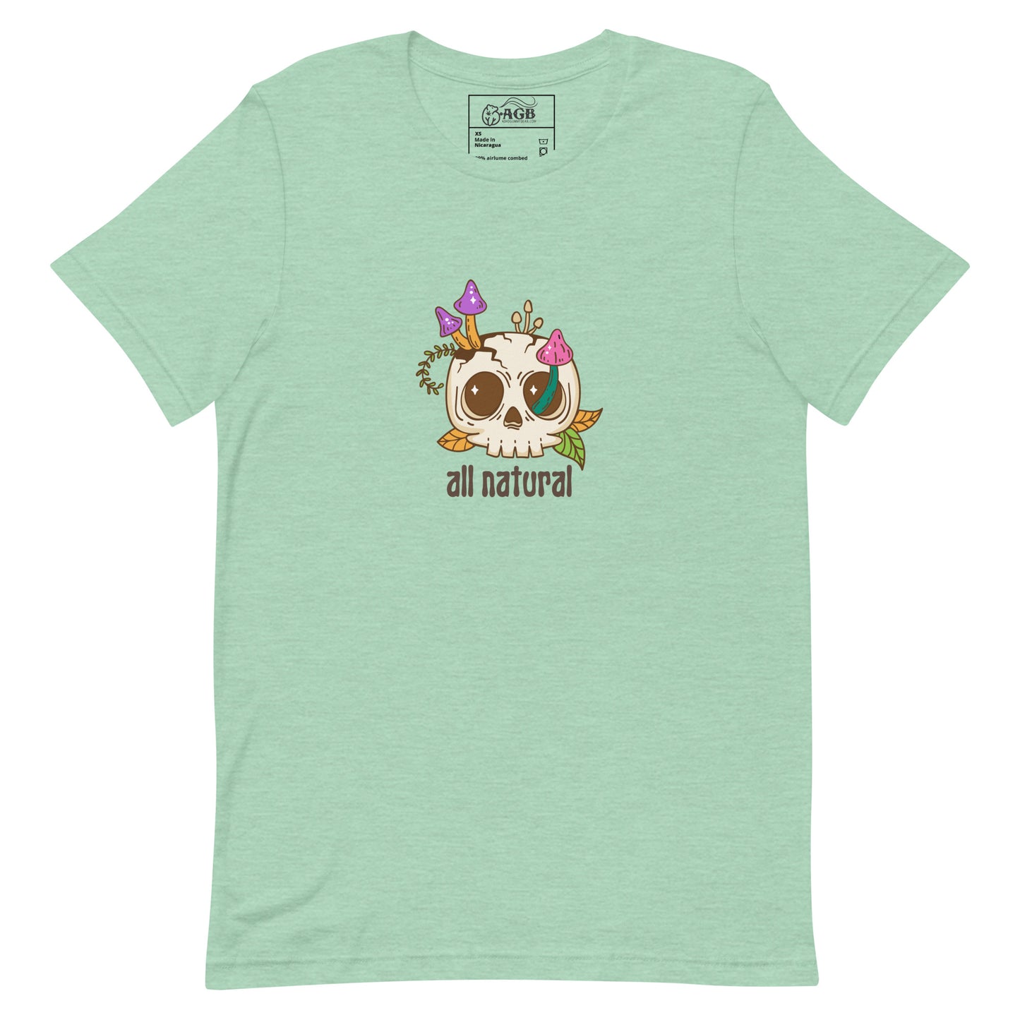 All Natural Mushroom-Skull Graphic T-shirt