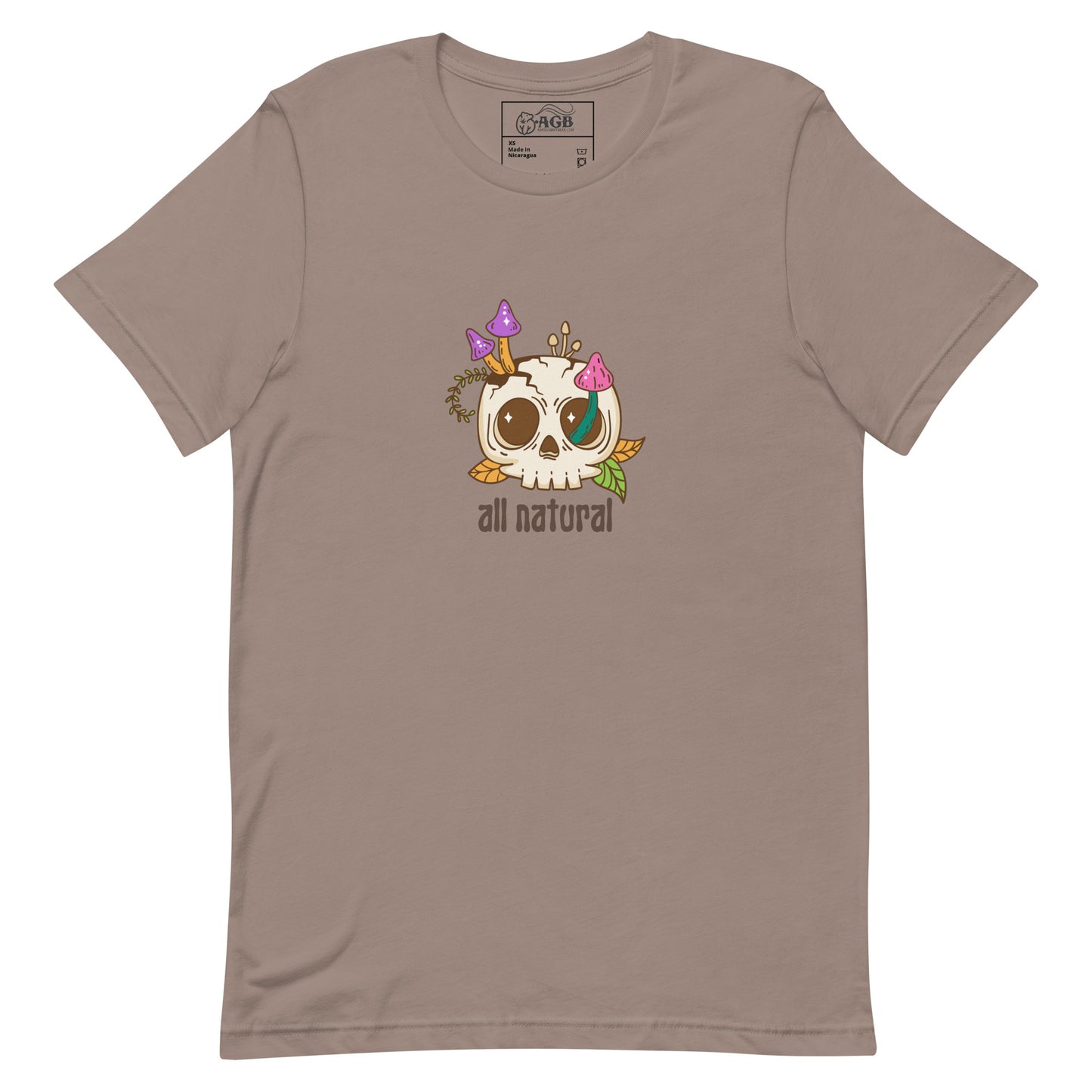 All Natural Mushroom-Skull Graphic T-shirt