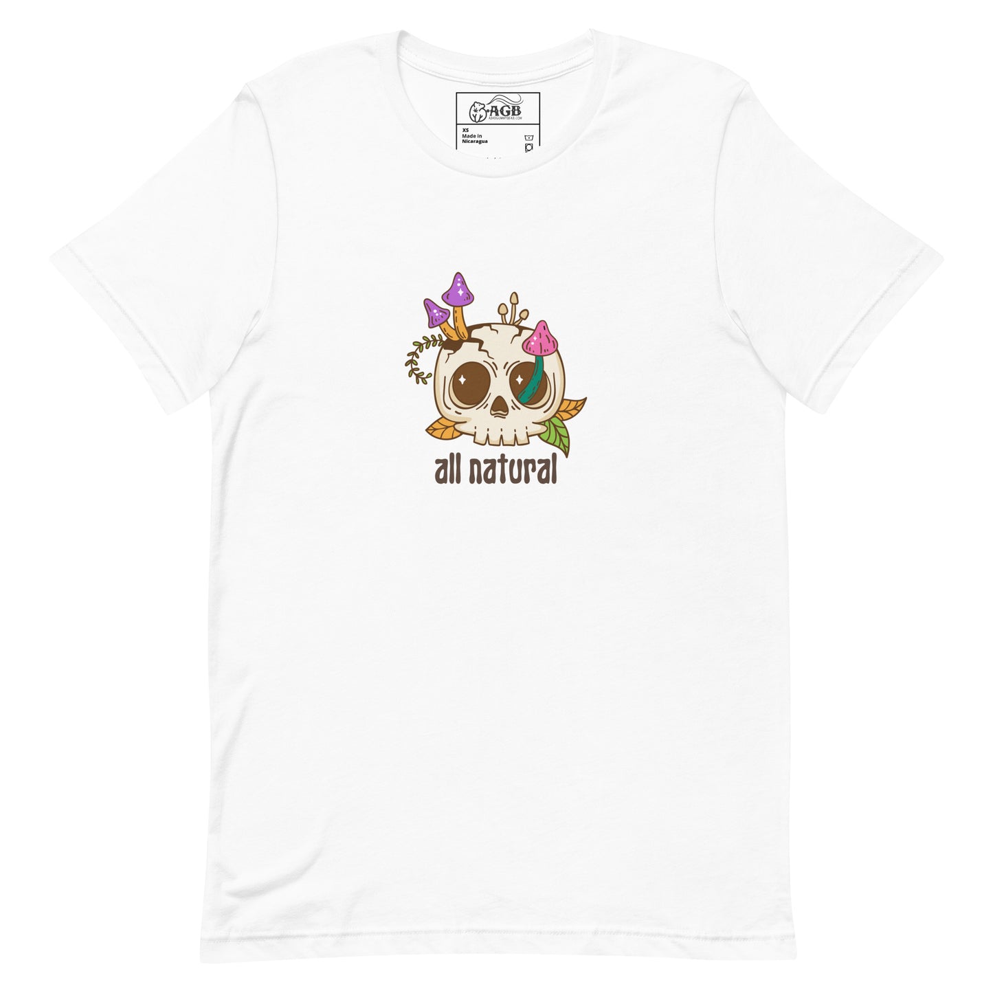 All Natural Mushroom-Skull Graphic T-shirt