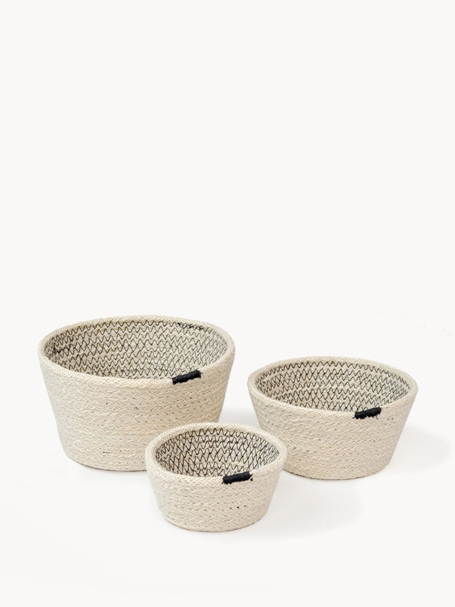 Amari Bowl with Black Stitching (Set of 3)