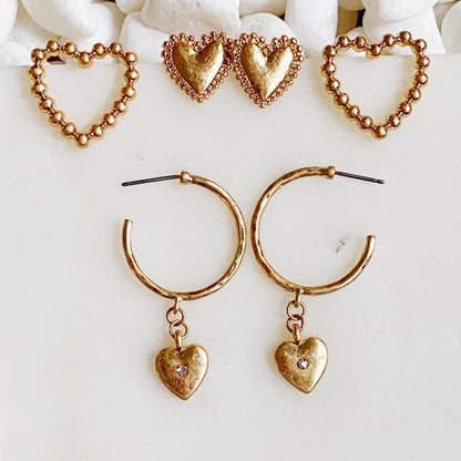 Perfect Heart Earrings Set Of 3