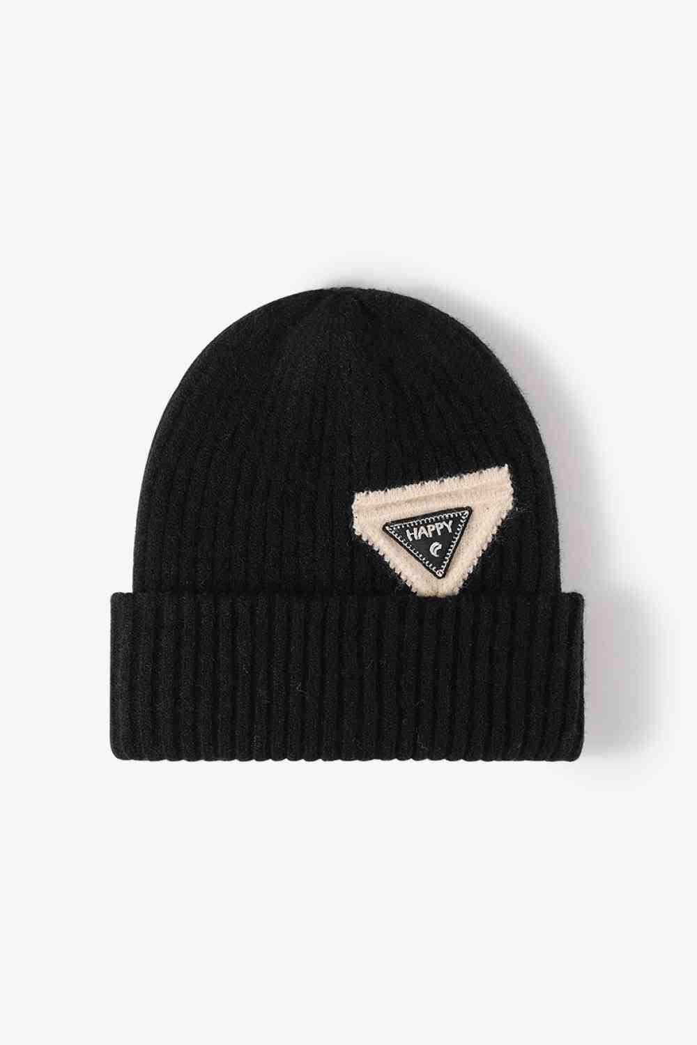 "Happy" Patch Beanie