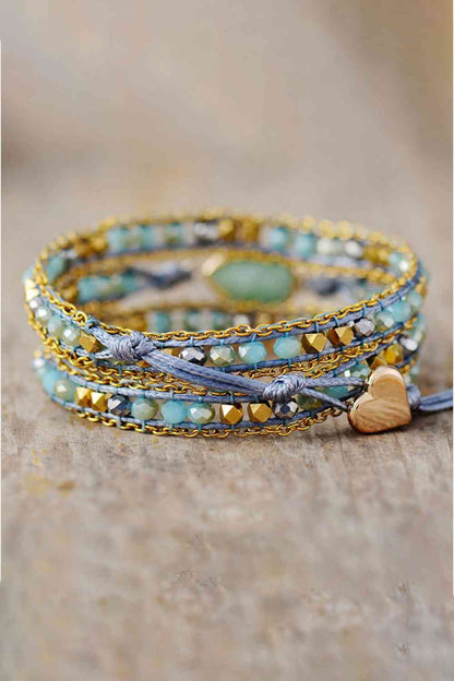 Handmade Teardrop Shape Triple-Layer Beaded Bracelet