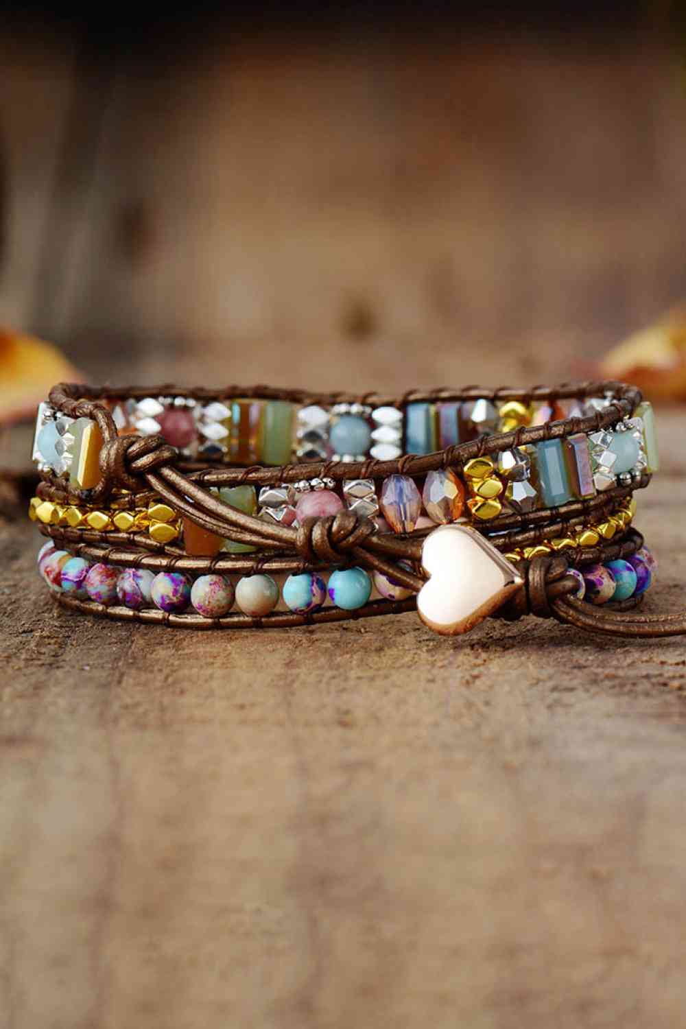 Handmade Crystal-Beaded Natural Stone Bracelet