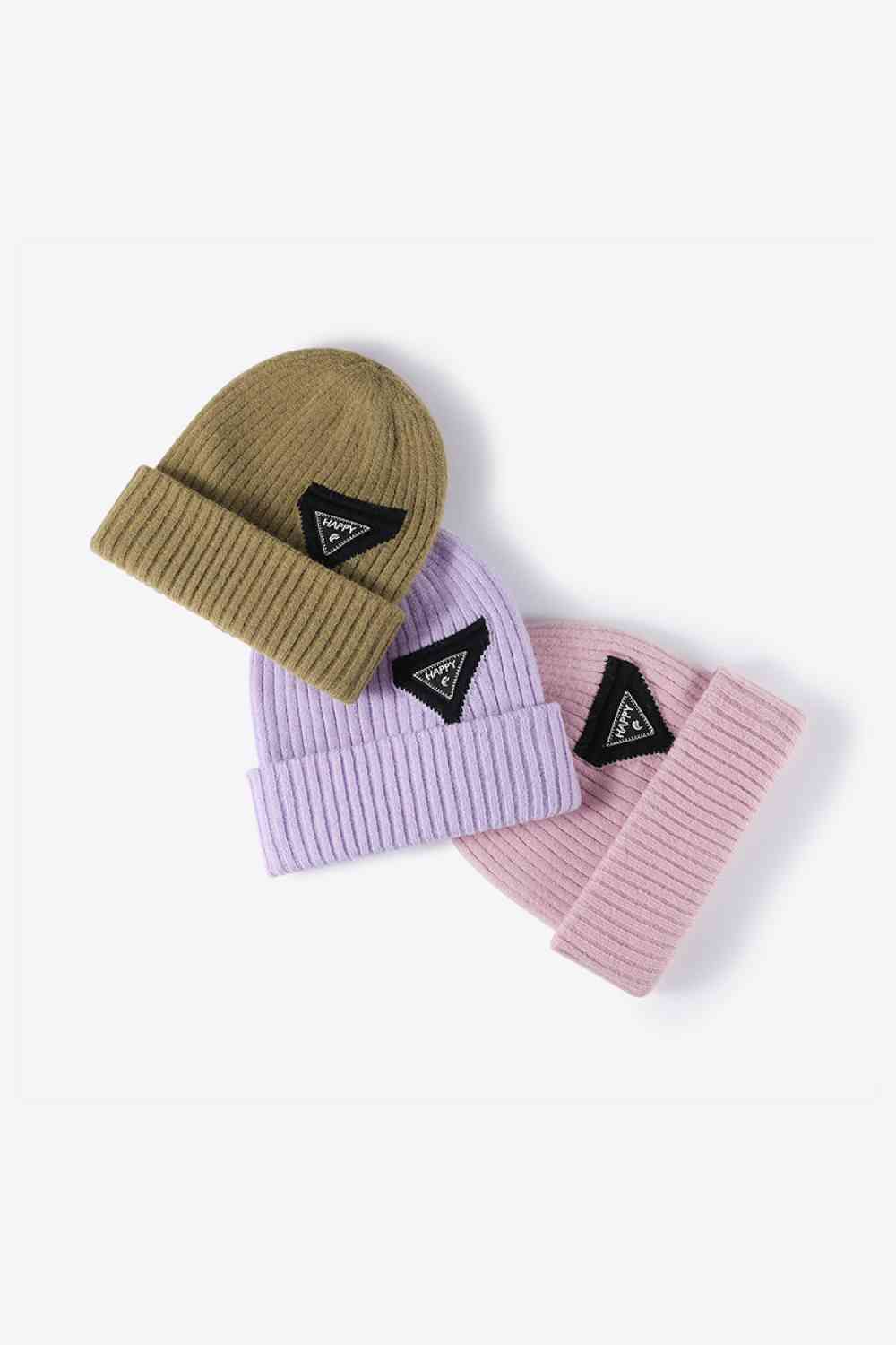 "Happy" Patch Beanie