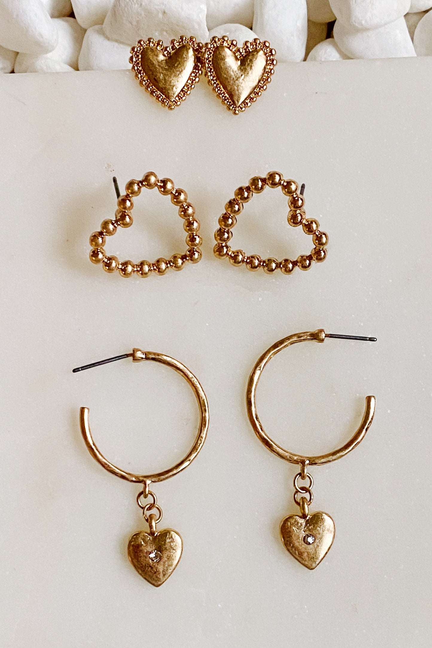 Perfect Heart Earrings Set Of 3