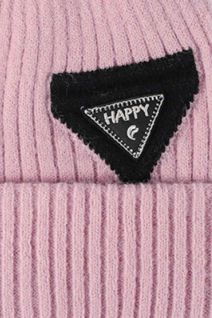 "Happy" Patch Beanie