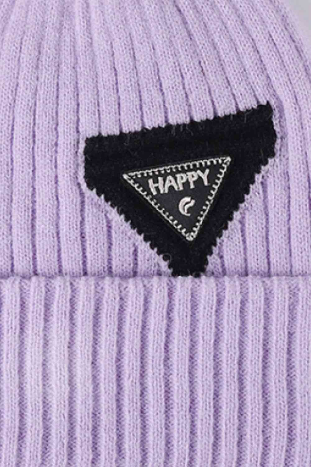 "Happy" Patch Beanie