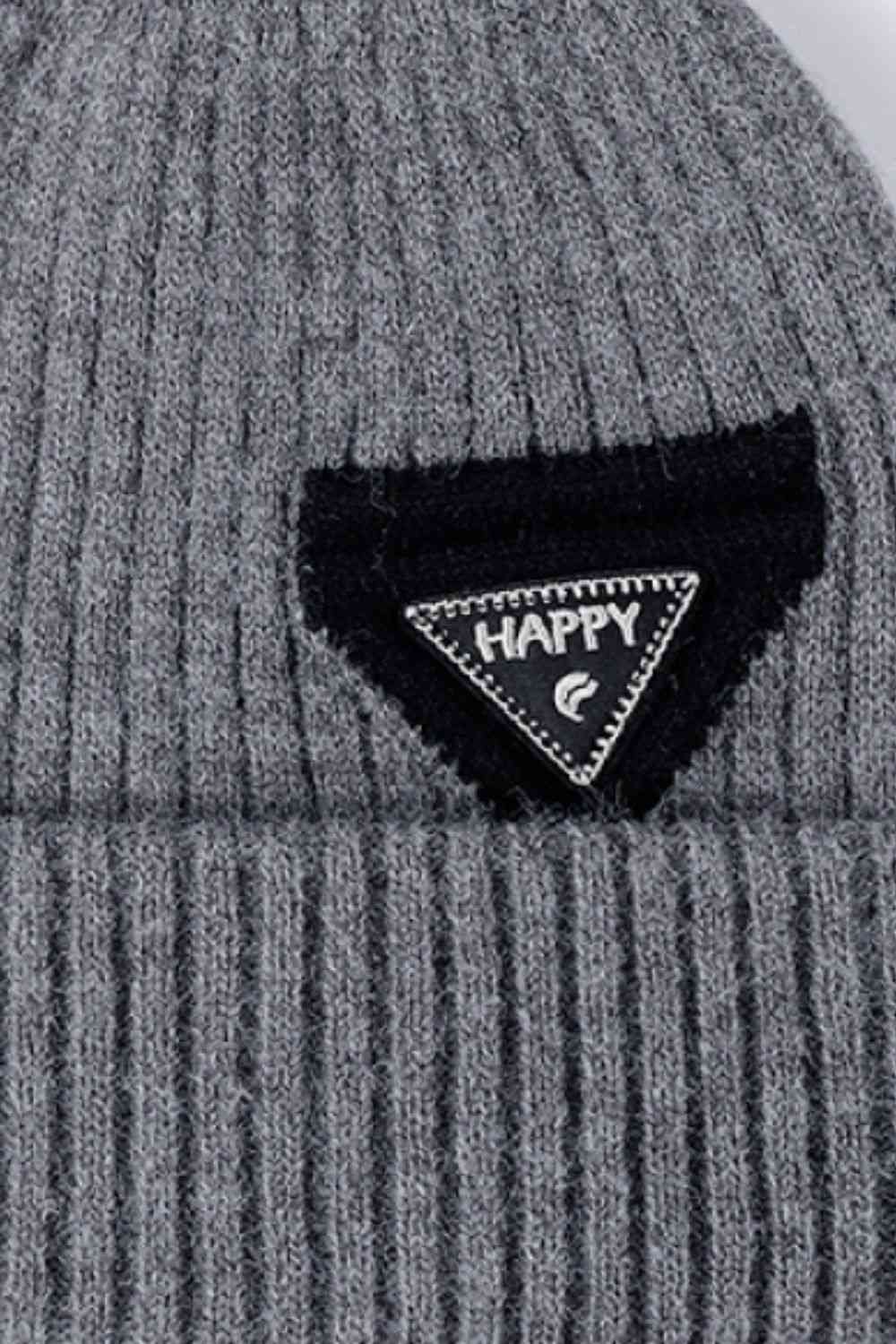 "Happy" Patch Beanie