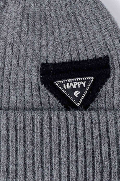 "Happy" Patch Beanie