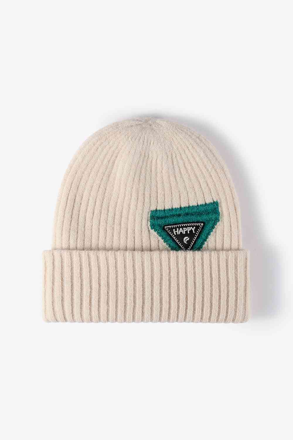 "Happy" Patch Beanie