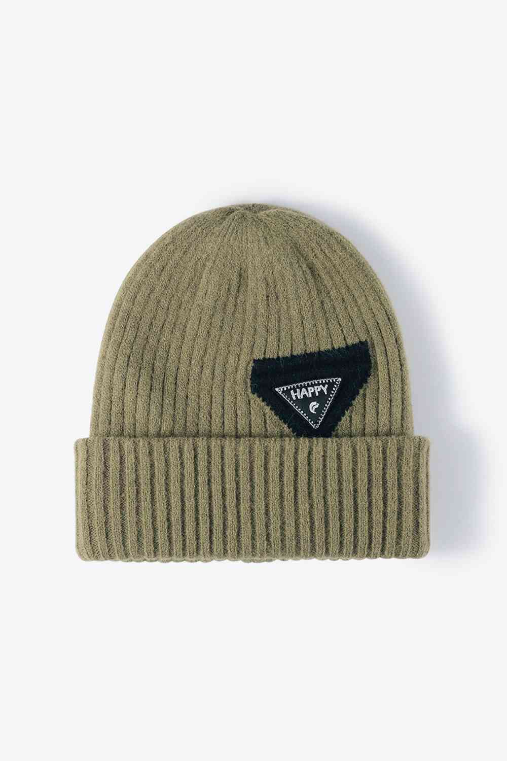 "Happy" Patch Beanie