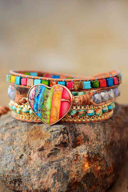 Rainbow Jasper & Crystal Layered Bracelet