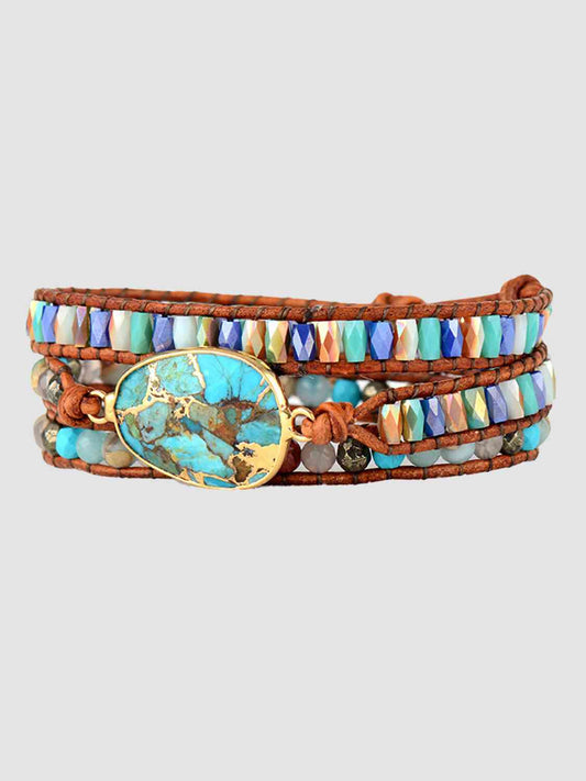 Triple-Layer Natural Stone Wrap Bracelet