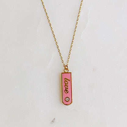 Love Drop Bar Necklace