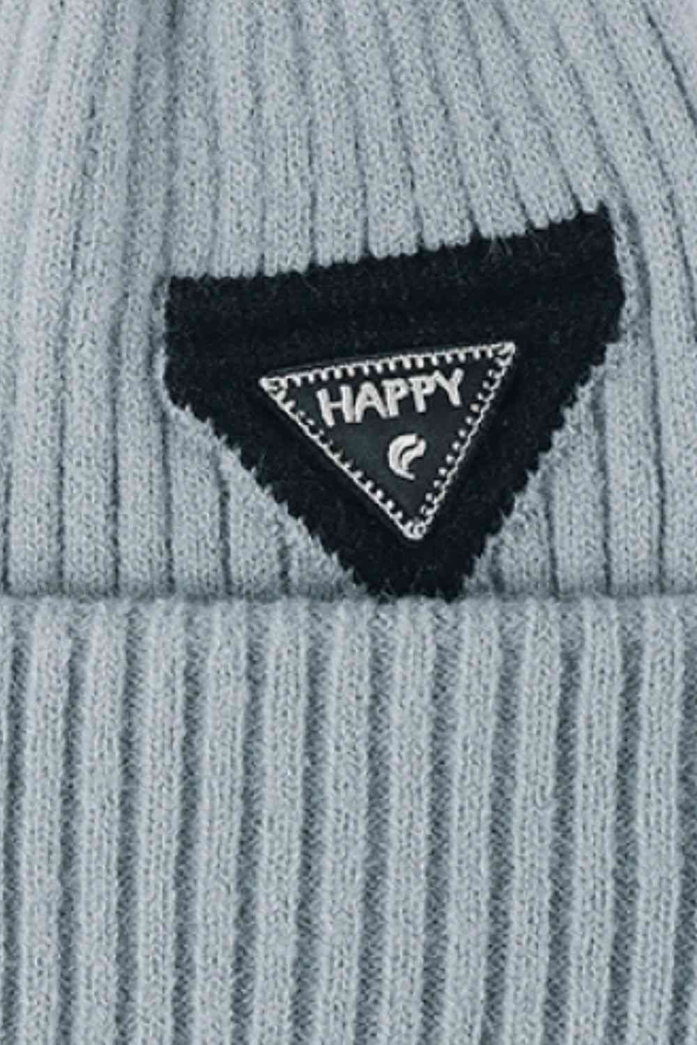 "Happy" Patch Beanie