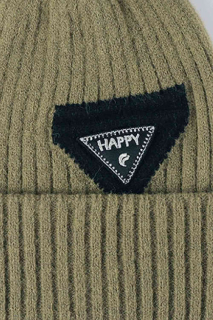 "Happy" Patch Beanie