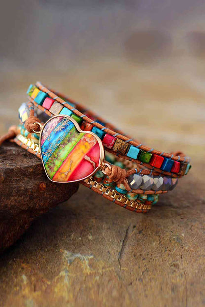 Rainbow Jasper & Crystal Layered Bracelet