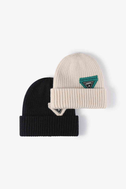 "Happy" Patch Beanie