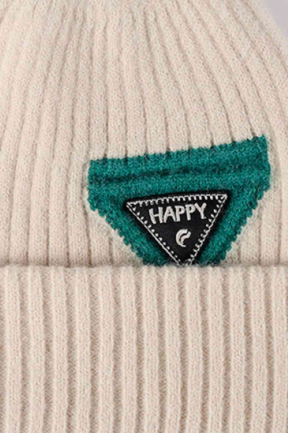 "Happy" Patch Beanie