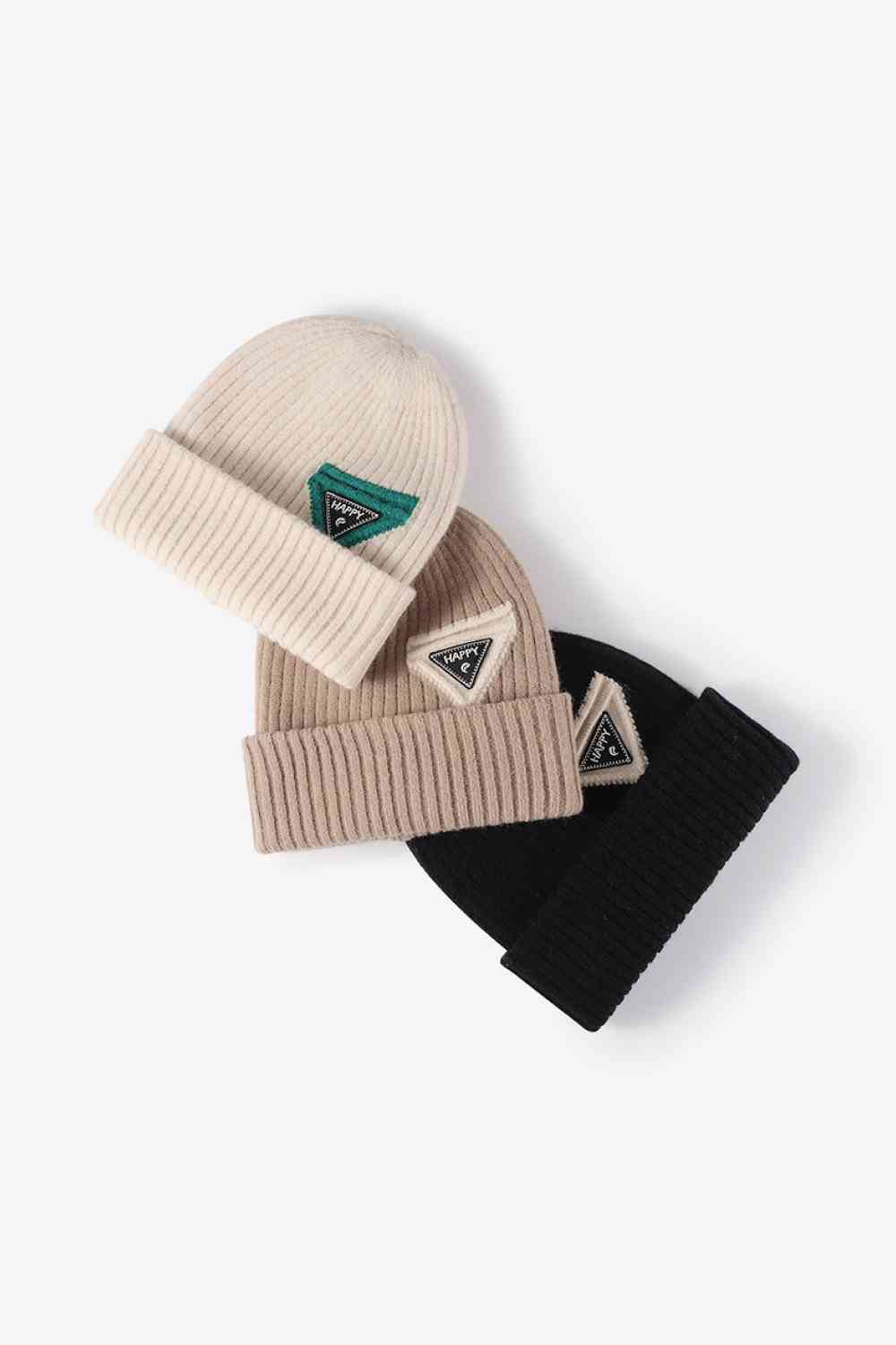 "Happy" Patch Beanie