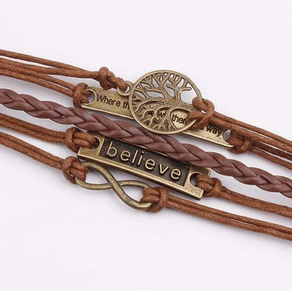 "Believe" Motivation Leather Rope Bracelet